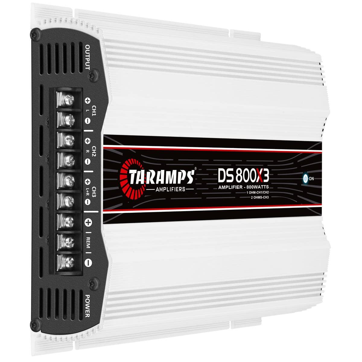 Taramp's TARAMPS DS800X3.1 DS 800x3 800 Watts RMS 3 Channels 1 Ohm Amplifier Multichannel Class D Full Range, Crossover High/Low Pass Bridgedable, Aluminium, RCA, Car Show Power System