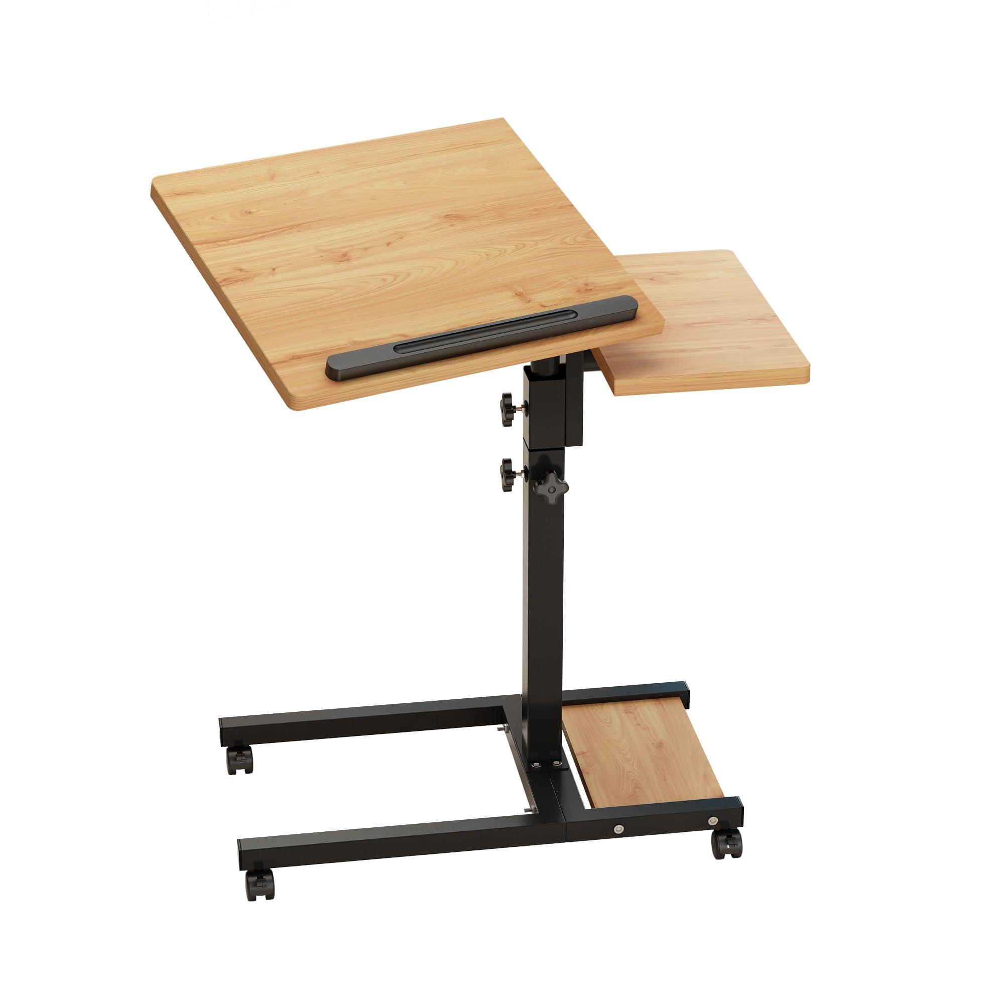 TigerDad TigerDad Mobile Adjustable Height Laptop Stand PC Computer Portable Notebook Swivel Laptop Desk Rolling Table Desk Cart Tiltable with Wheels Casters& Mouse Pad Table