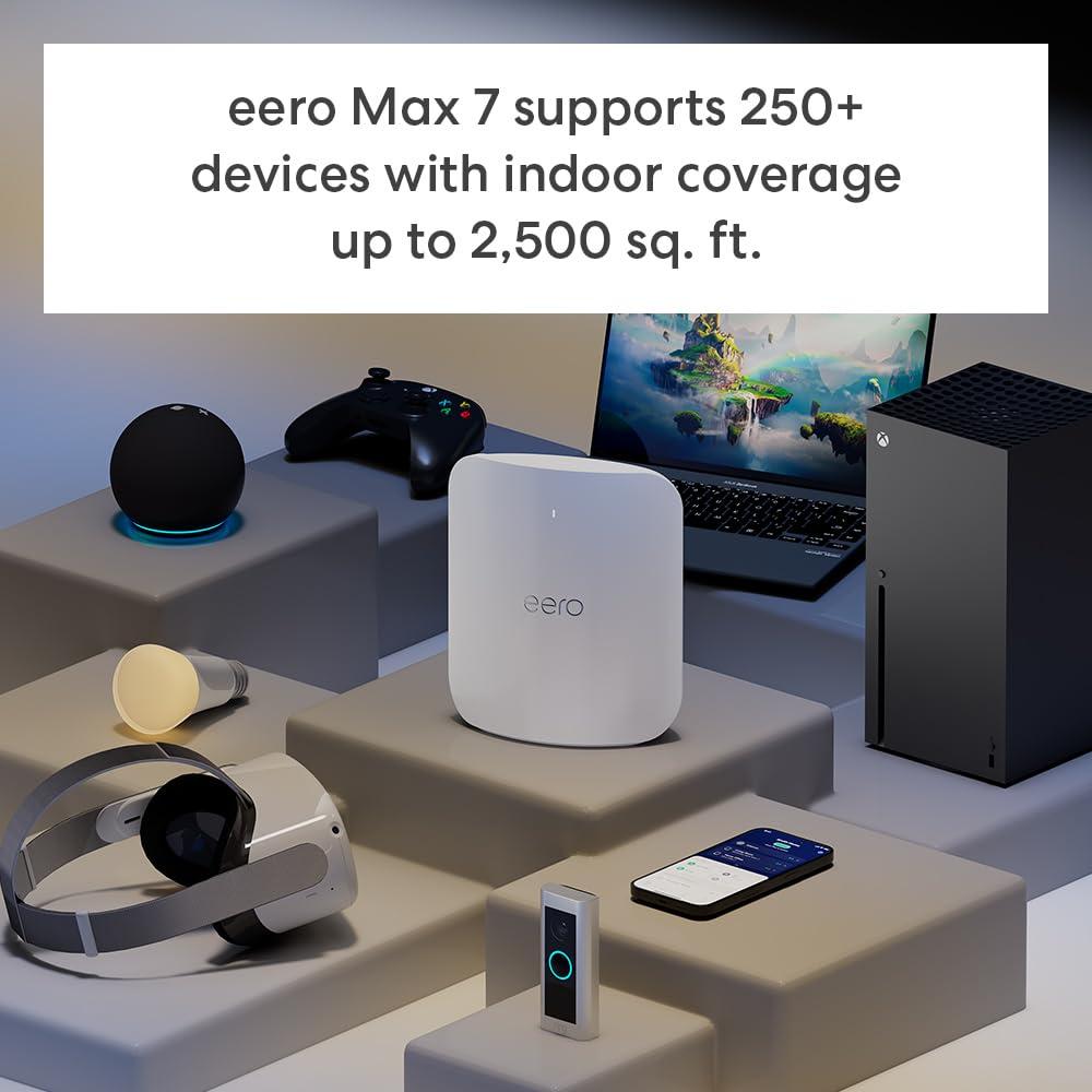 eero Amazon eero Max 7 (1-pack) with Amazon eero Outdoor 7 (1-pack) mesh wifi system