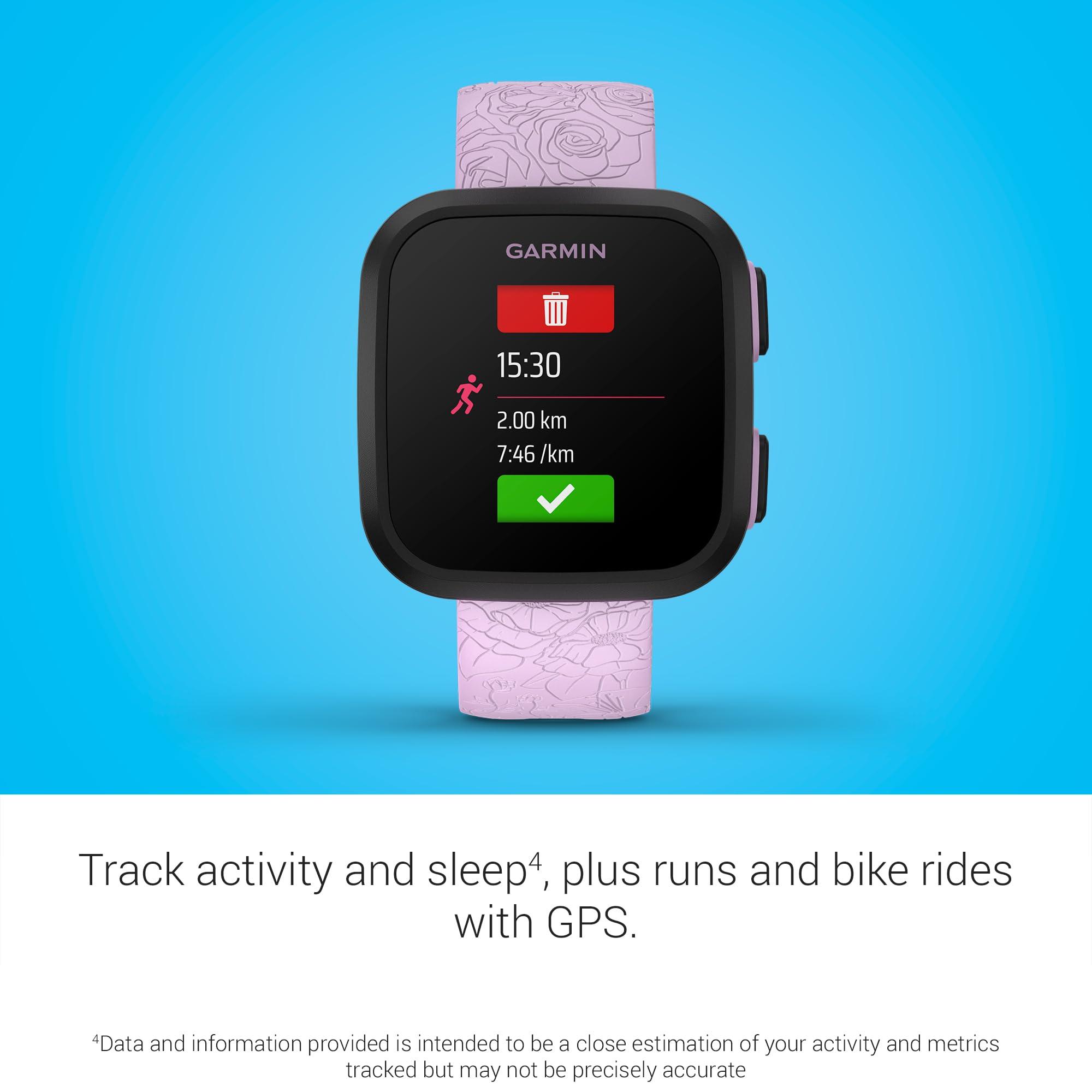 Garmin Garmin Bounce, Kids Smartwatch, Two-Way Text and Voice Messaging, Location Tracking (Lilac Floral)