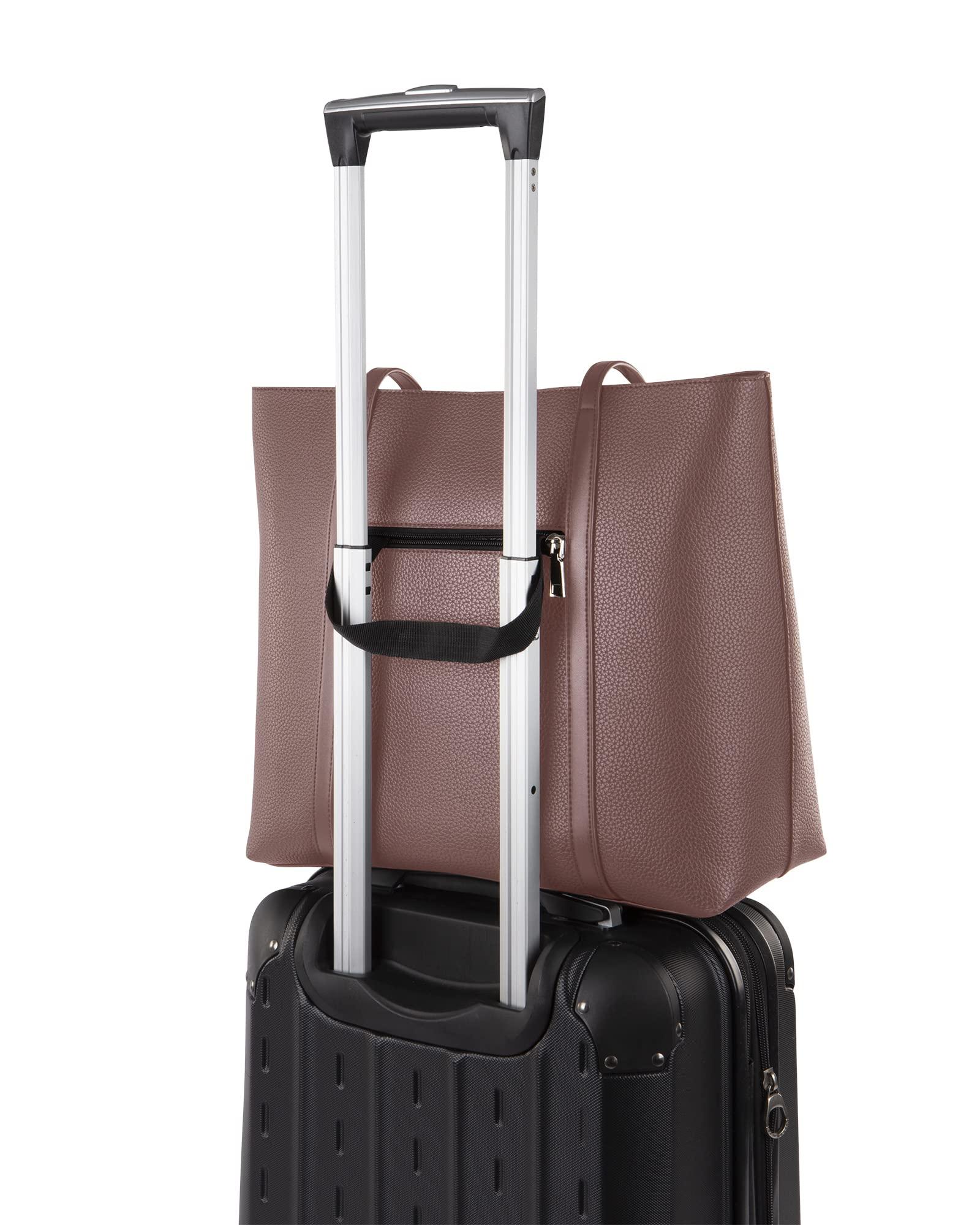 Bugatti Bugatti Pure Collection Tote Bag for Women, Girls, and Teens, Vegan Leather Purse with Removable Laptop Sleeve For Work, School, or Travel, Fits Tablets, Phone, Wallet and More, Pink