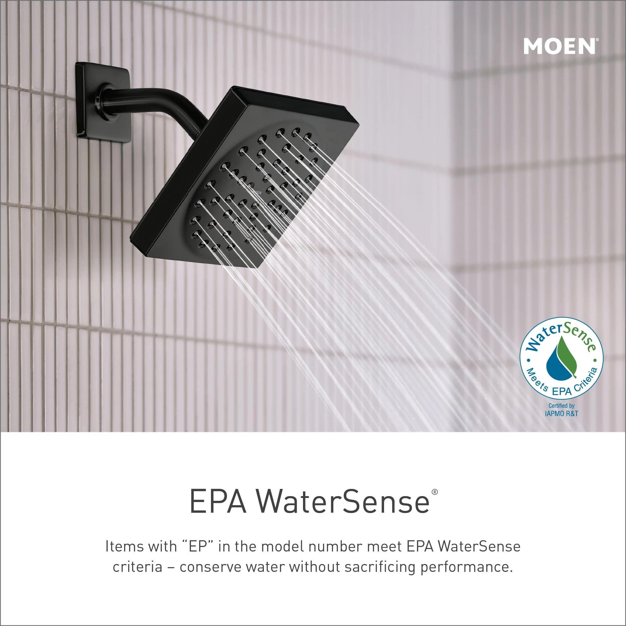 Moen Moen S176EPBL Eco-Performance Single Function Head with Immersion Rain Shower Technology, 7-Inch, Matte Black