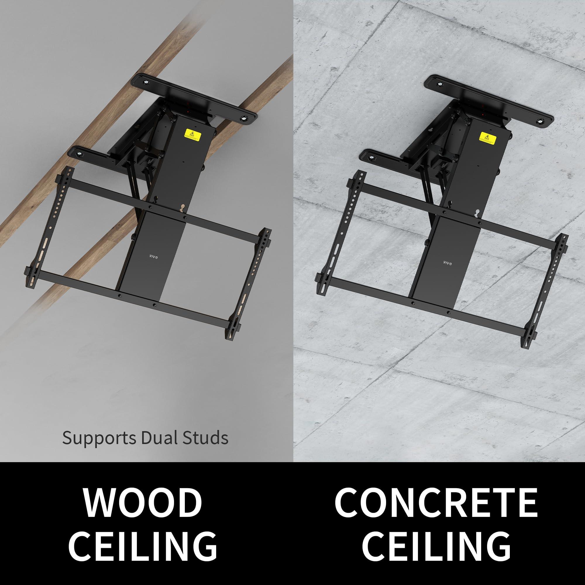 VIVO VIVO Electric TV Ceiling Mount for 40 to 85 inch Screens, Large Flip-Down Motorized Pitched Roof VESA Mount, Master Pack, Black, MOUNT-E-FD85