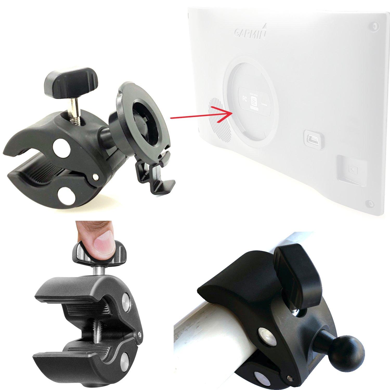 ChargerCity Heavy Duty Bike Motorcycle Clamp Mount Holder for Garmin DriveSmart 5 5LMT EX 50 51 51EX 55 55 55 60 60LMT 61 61 61 65 65LMT 7 7LMT 7LMT-S 70 70LMT 71 71EX GPS