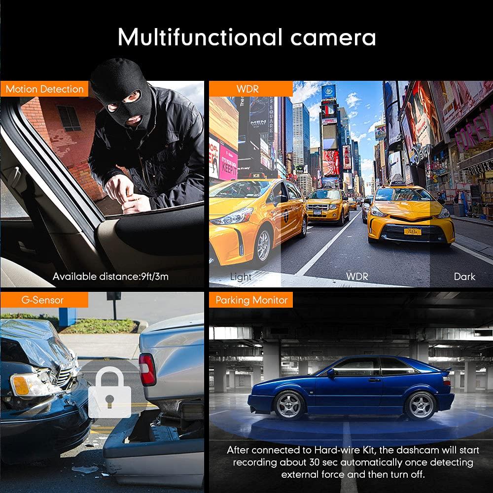 AZDOME AZDOME GS63H 4K WiIFi Dash Cam with 128GB SD Card and Mini USB OBD Hardwire Kit, Mirror Mount Holder Kit