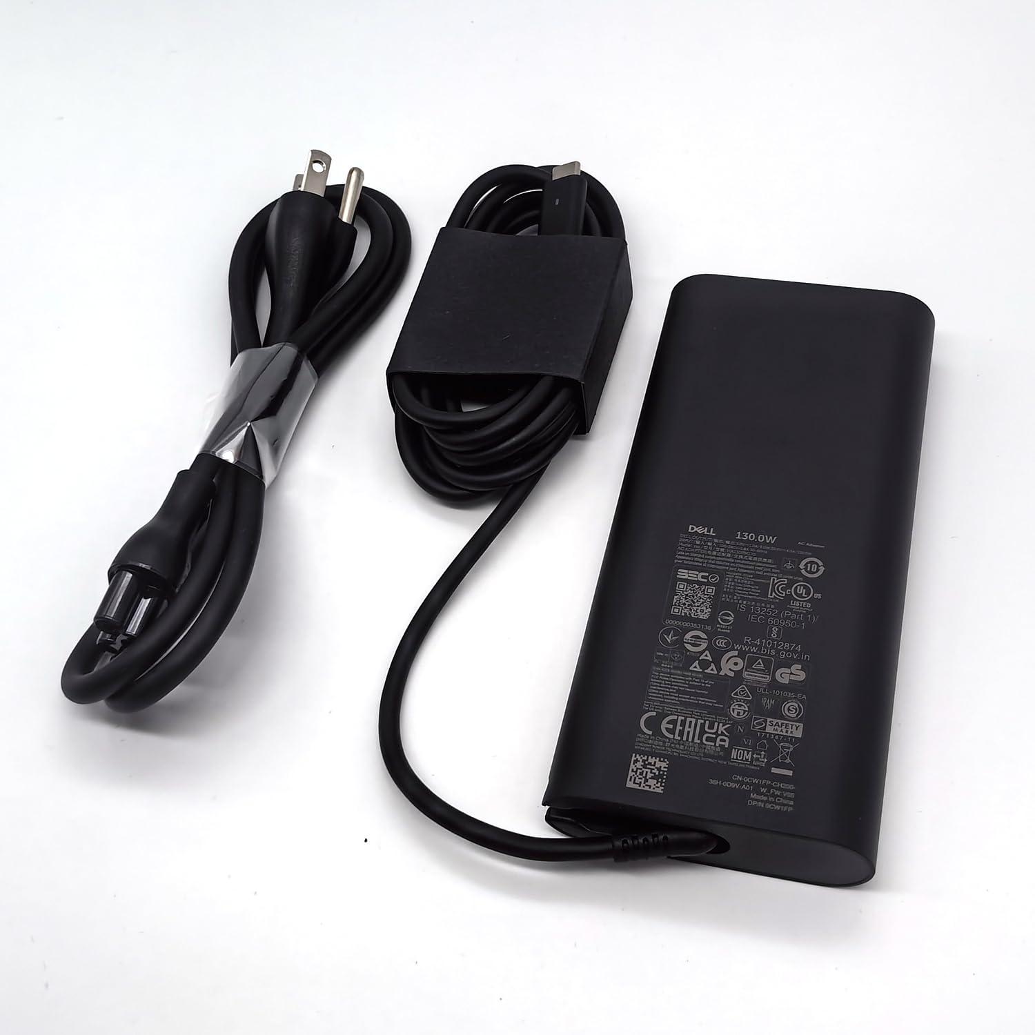 Dell Dell Laptop Charger GAN 130W USB C Type C AC Adapter,Alienware X14 X14 R2, Inspiron 16 Plus 7620 7630, Precision 3470 3480 3570 3571 3580 3581 5470 5480 5570 AC Charger, Balck, HA130PM170