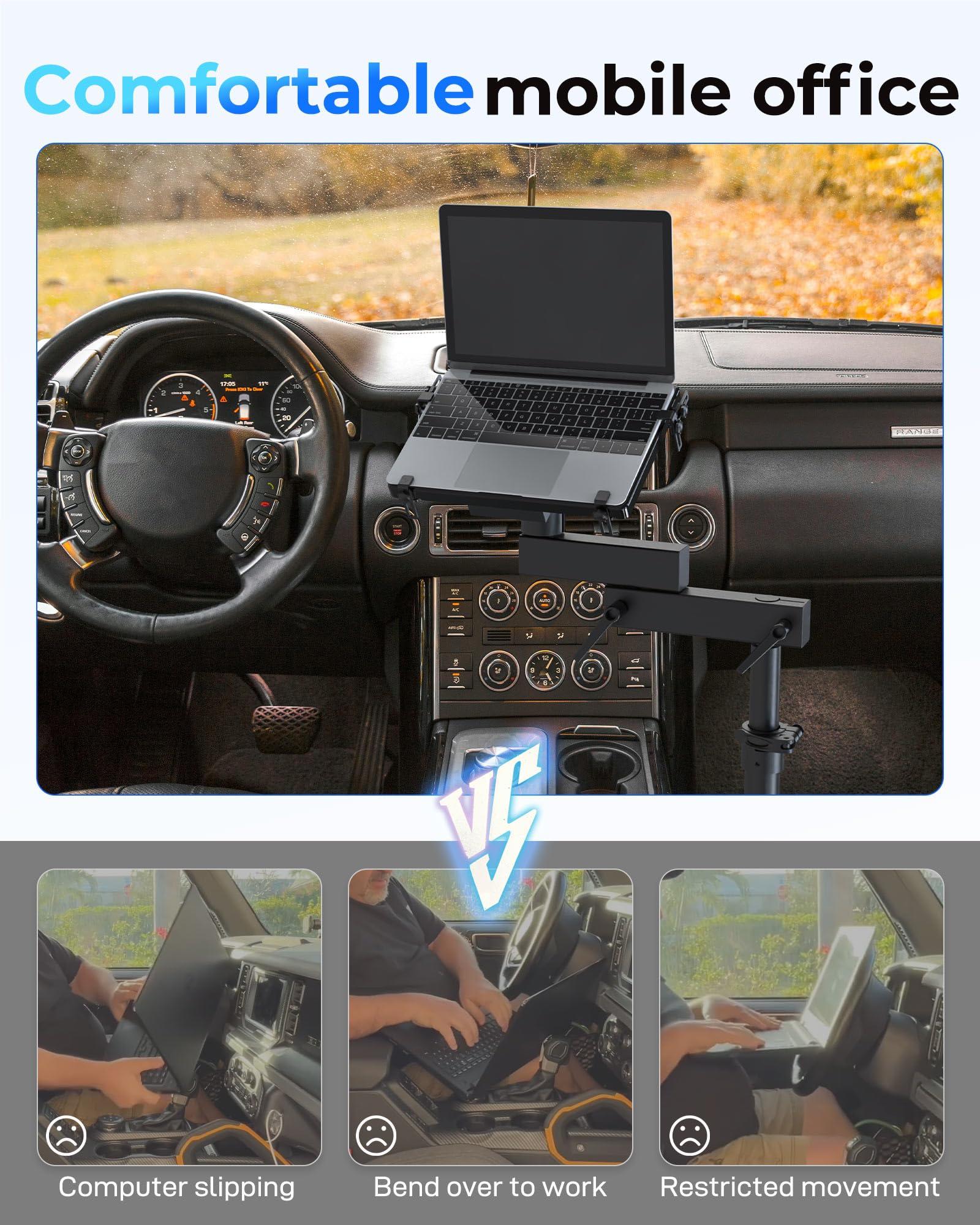 SPIRRELAB SPIRRELAB Car Laptop Mount for Vehicle, Trucks, Vans, Adjustable Aluminum No-Drill Laptop Car Holder