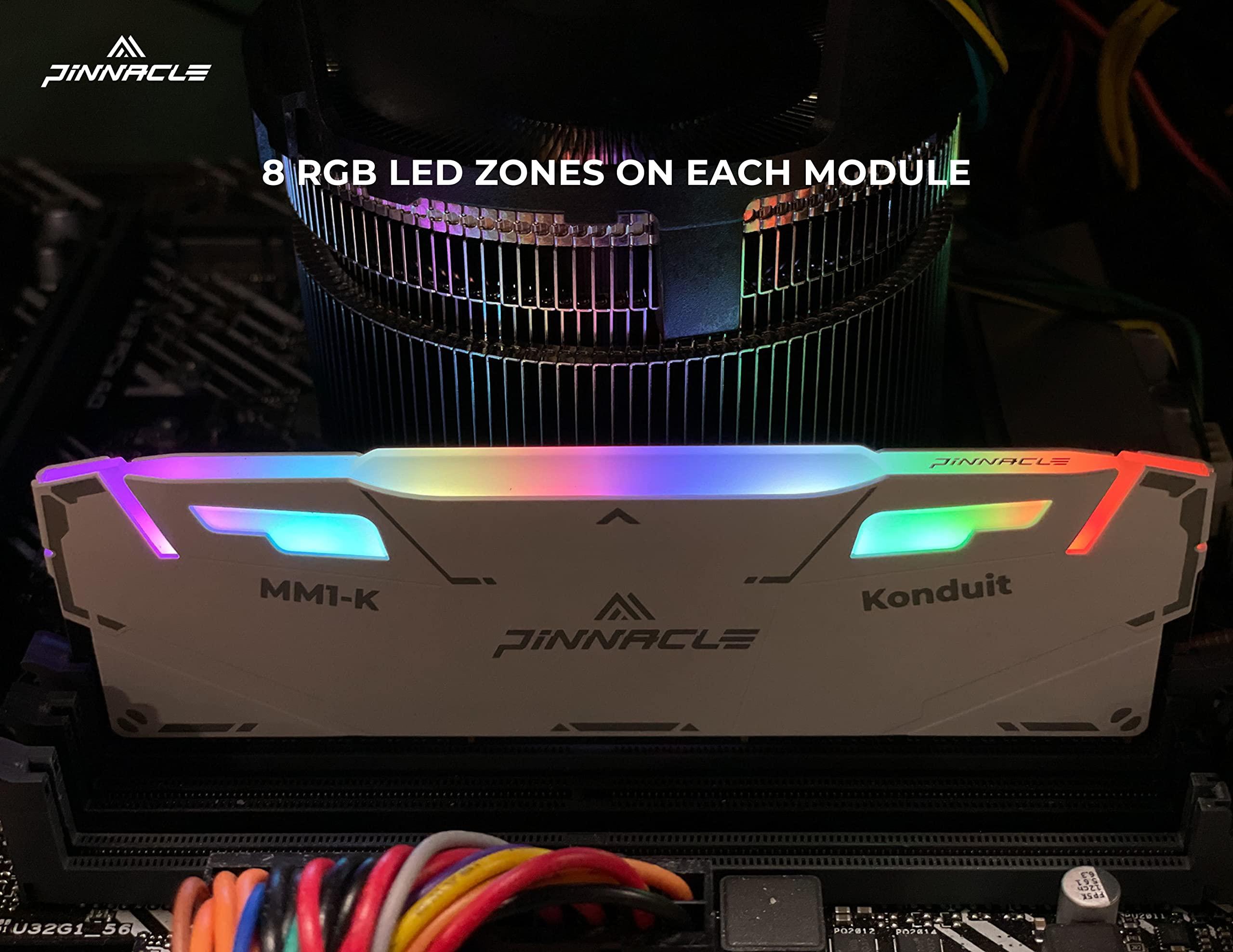 Timetec Timetec Pinnacle Konduit RGB DDR4 3200MHz PC4-25600 CL16-18-18-38 XMP2.0 Overclocking 1.35V Compatible for AMD and Intel Desktop Gaming PC Memory Module RAM (RGB White, 64GB KIT(4x16GB))