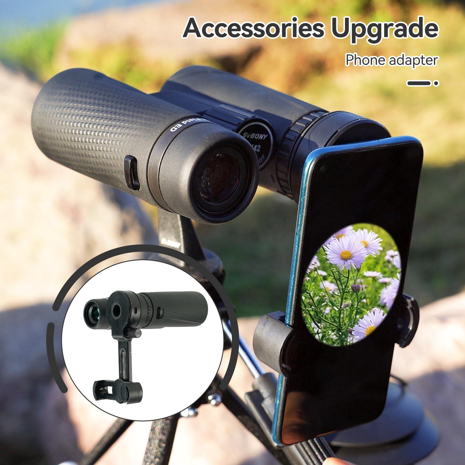 SVBONY SVBONY SA205 Binoculars for Adults, 10x42 Flat Field Binoculars, ED Glass Binoculars with Upgraded Phone Adapter, Waterproof Binoculars with Strap for Bird Watching
