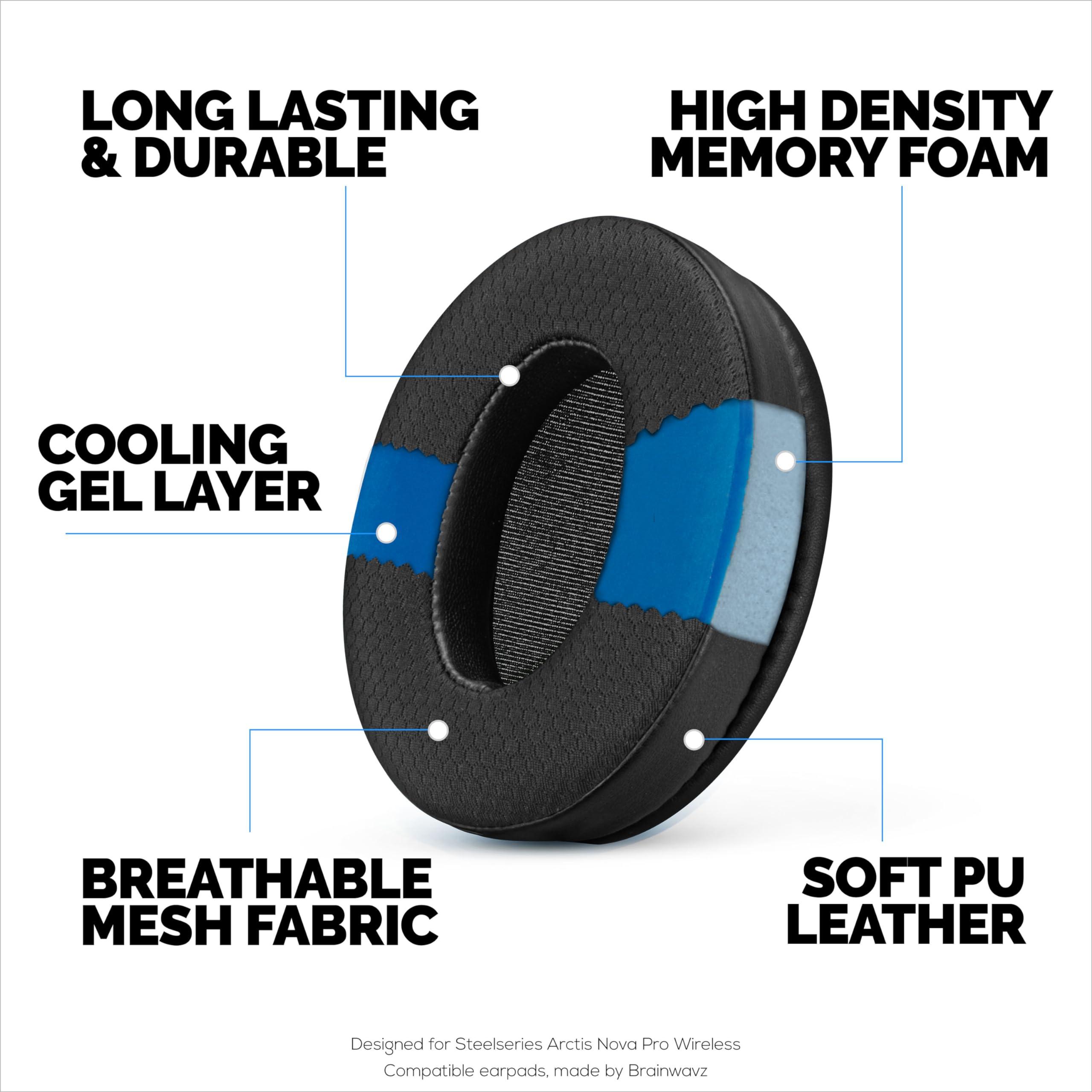 BRAINWAVZ Brainwavz Hybrid Earpads for HyperX Cloud 1, 2/2 Wireless, Core, Flight/Flight S, Alpha/Alpha S Headsets & More, Soft Breathable Fabric, Cooling Gel, Extra Comfort, Durable & Long Lasting