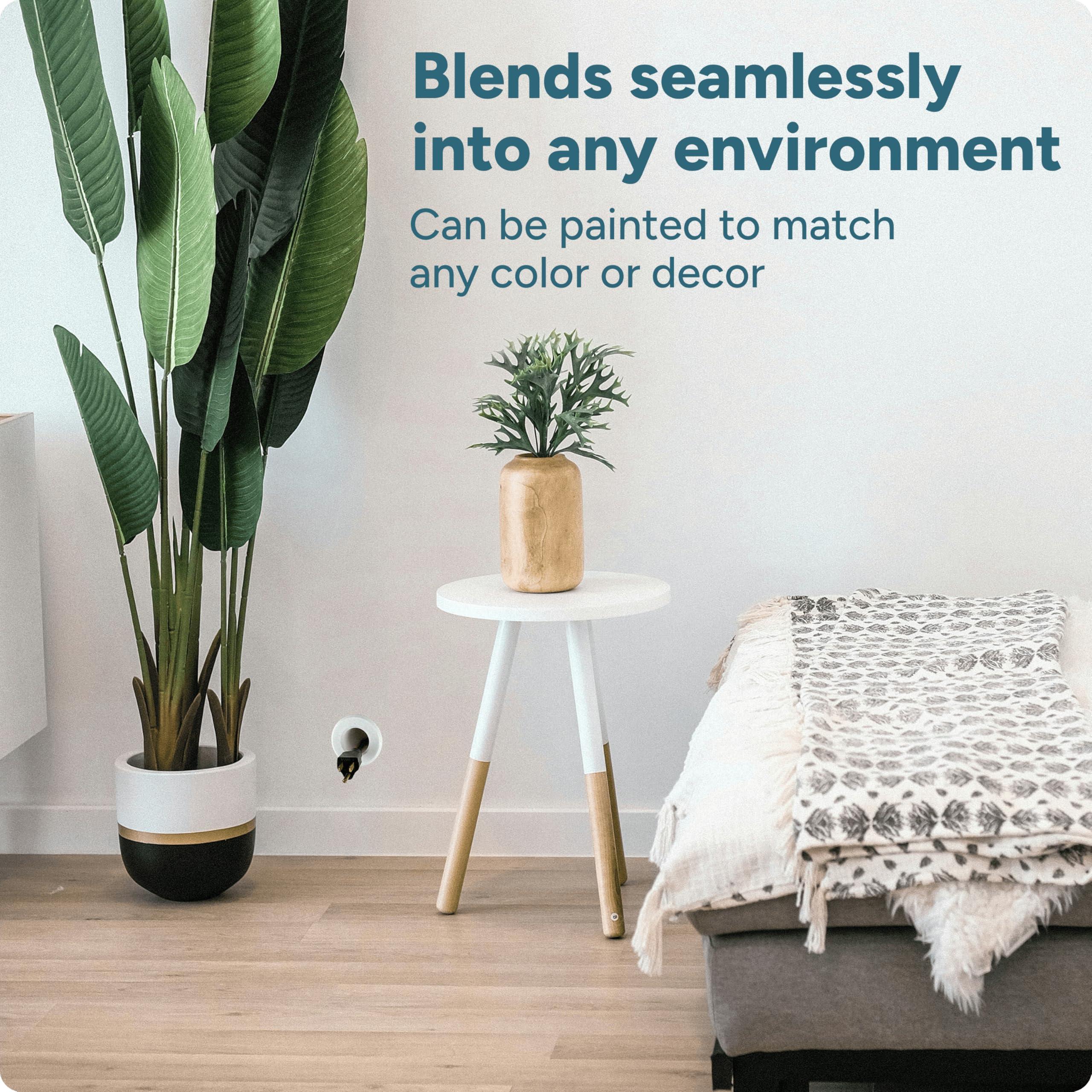 matterform Cable Pass Through Wall Port | Fits Cable Sizes up to 3-Prong Plug | Compatible with 3 5/8 - 5 1/4 Wall Thickness | Provides Solid Channel Through Wall (White)