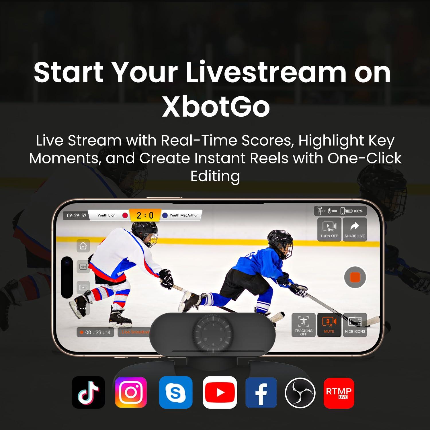 XbotGo XbotGo Chameleon Professional Sports Kit - AI-Powered Action Camera with Gimbal Tracking System, Team & Player Tracking, COMS 4K Video, 360 Rotation, 120 FOV, Live Streaming(Lava Graphite)