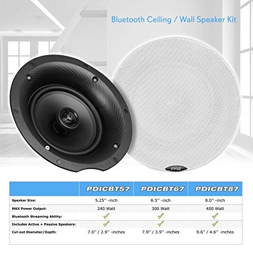 Pyle Pyle 5.25” Pair Bluetooth Universal Flush Mount In-wall In-ceiling 2-Way Speaker System Dual Polypropylene Cone & Polymer Tweeter Stereo Sound 240 Watts (PDICBT57),Black