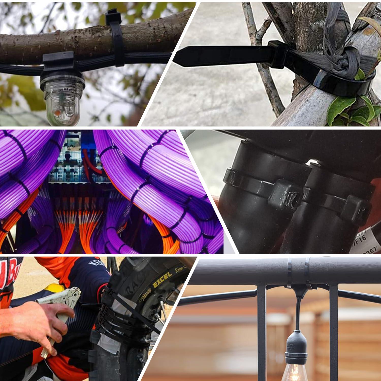 JIAHCN Long Zip Ties Heavy Duty 250lbs Cable Ties Extra Large Zip Ties 24 Inch Industrial Cable Tie Thick Strong Big Zip Tie Wraps Black Wire Ties Wide Plastic Zipties for Cable Management, Outdoor 30pcs