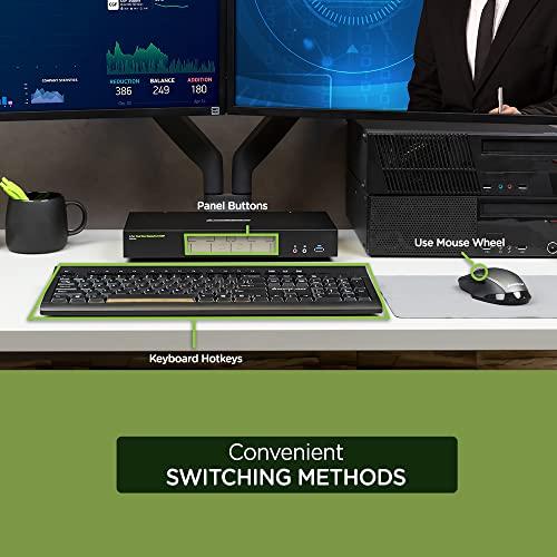 IOGEAR IOGEAR 4-Port Dual View DisplayPort KVMP Switch - 4K 60Hz - 2 DisplayPort In Per Channel - 2-Port USB 3.1 Hub 5Gbps - Keyboard Mouse Input - 7.1 HD Audio - Front Panel Selector - TAA Mac/Win - GCS1944