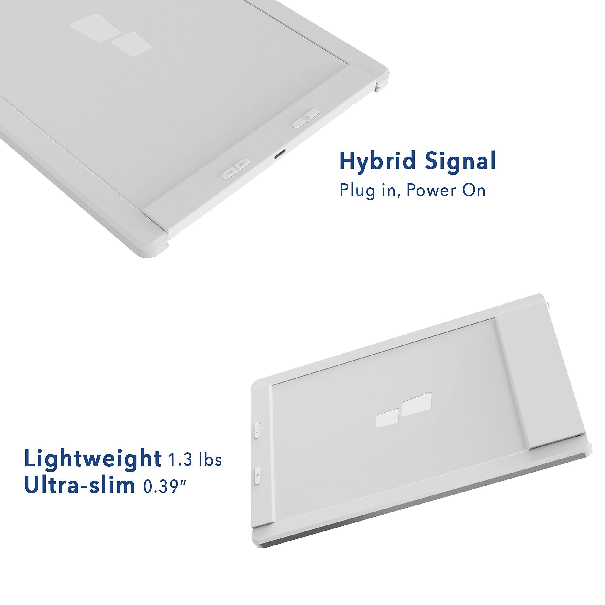 Duex Portable Monitor -Mobile Pixels Duex Lite Laptop Monitor with 12.5" Full HD 1920x1080p IPS Display,USBC Monitor Extender,Plug and Play,Any Laptops Compatible (White) (Renewed)