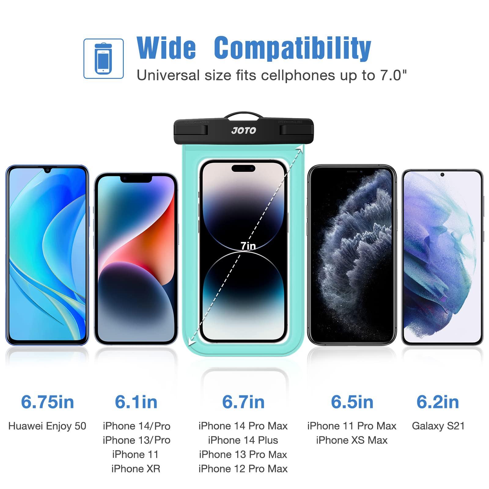 JOTO JOTO Universal Waterproof Pouch Case for iPhone 16 15 14 13 Plus Pro Max, IPX8 Cellphone Dry Bag 12 11 Pro Max XR X 8 7 6S Plus SE, Galaxy S23 S22 S21 S20+ S20 S10 Plus Note, Pixel up to 7\" -Green
