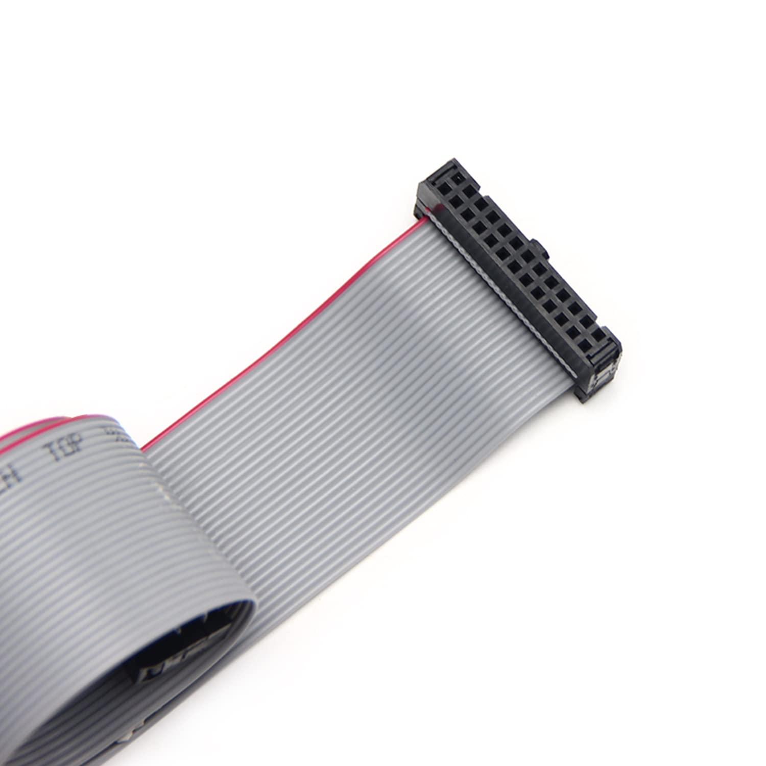 Fielect Fielect 2pcs IDC 20 Pin Connector Gray Wire Flat Ribbon Cable Connector Length 30cm 2.54mm Pitch