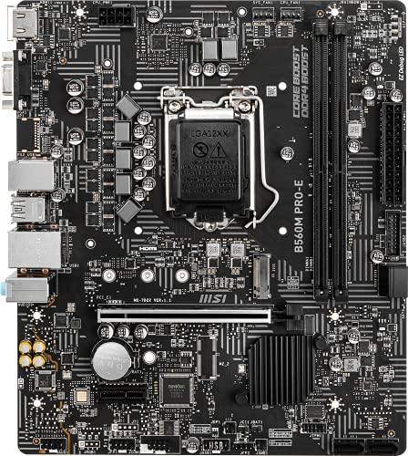 MSI MSI B560M PRO-E ProSeries Motherboard (mATX, 11th/10th Gen Intel Core, LGA 1200 Socket, DDR4, PCIe 4, M.2 Slot, USB 3.2, Gbps LAN)
