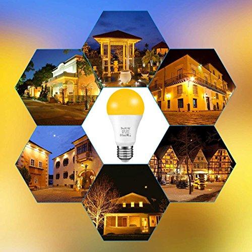 ProPOW ProPOW Yellow Bug Light Bulb, 7W Dusk to Dawn Bug Light Bulbs 40W Equivalent Light Sensor Bulb A19 Smart Auto on/Off LED Bulbs Outdoor Bug Bulbs 580 Lumens Porch Lights(Non-Dimmable,Amber Yellow,E26)