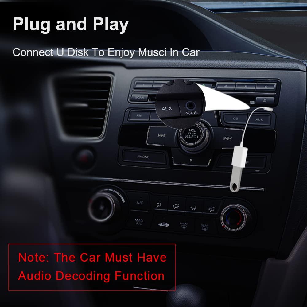 Oxsubor AUX to USB Adapter 3.5mm Male Audio Jack Plug to USB 2.0 Female Converter Cord Cable 2PACK Only Work (CAR Need MP3 Decode Function,Can\'t Fit All Kinds of Car)
