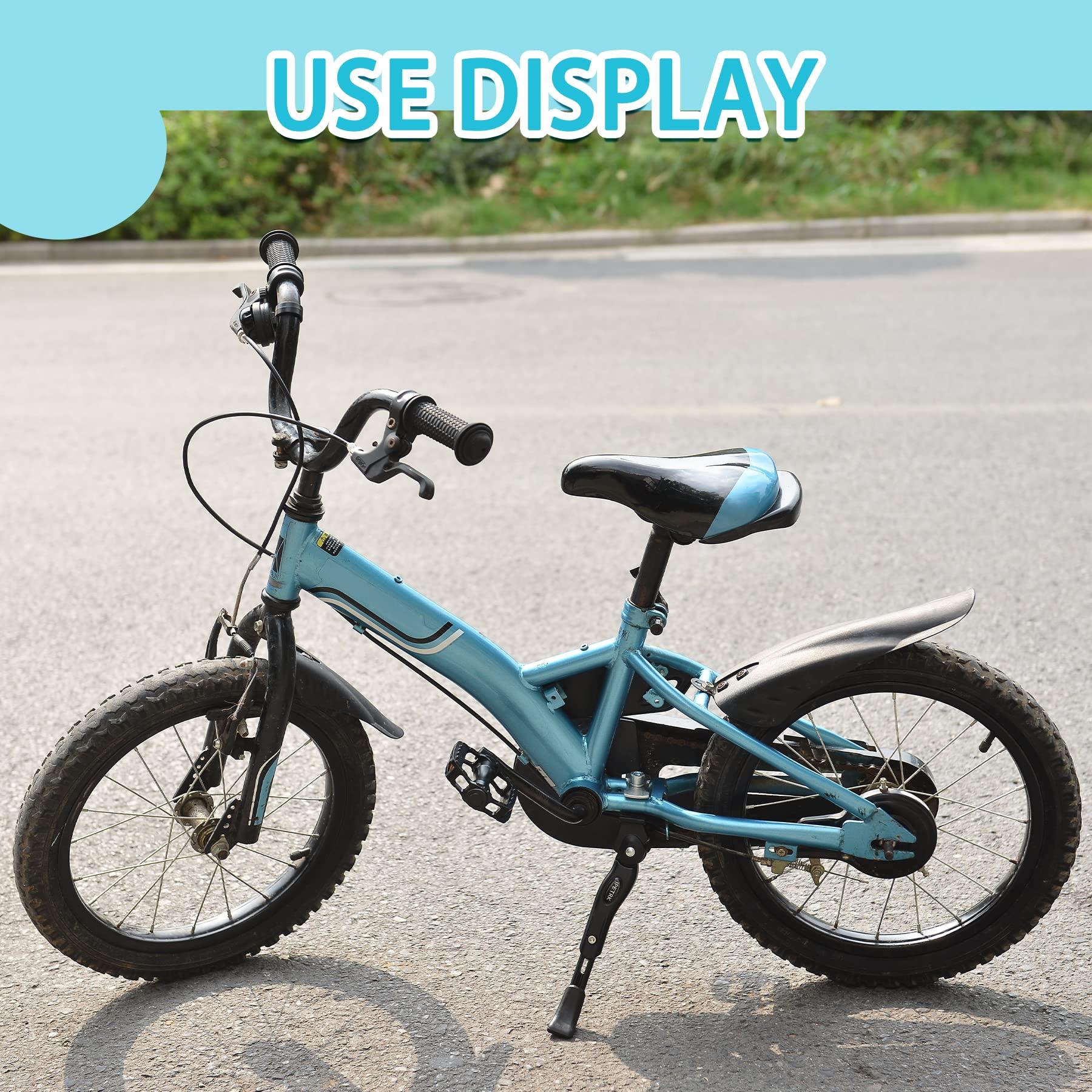 IPETRK IPETRK Kickstand for Kids Bike for 16 18 20 Inch Adjustable Folding Center Mount Children's Bicycles Black Aluminium Alloy Bike Kick Stand Easy Install
