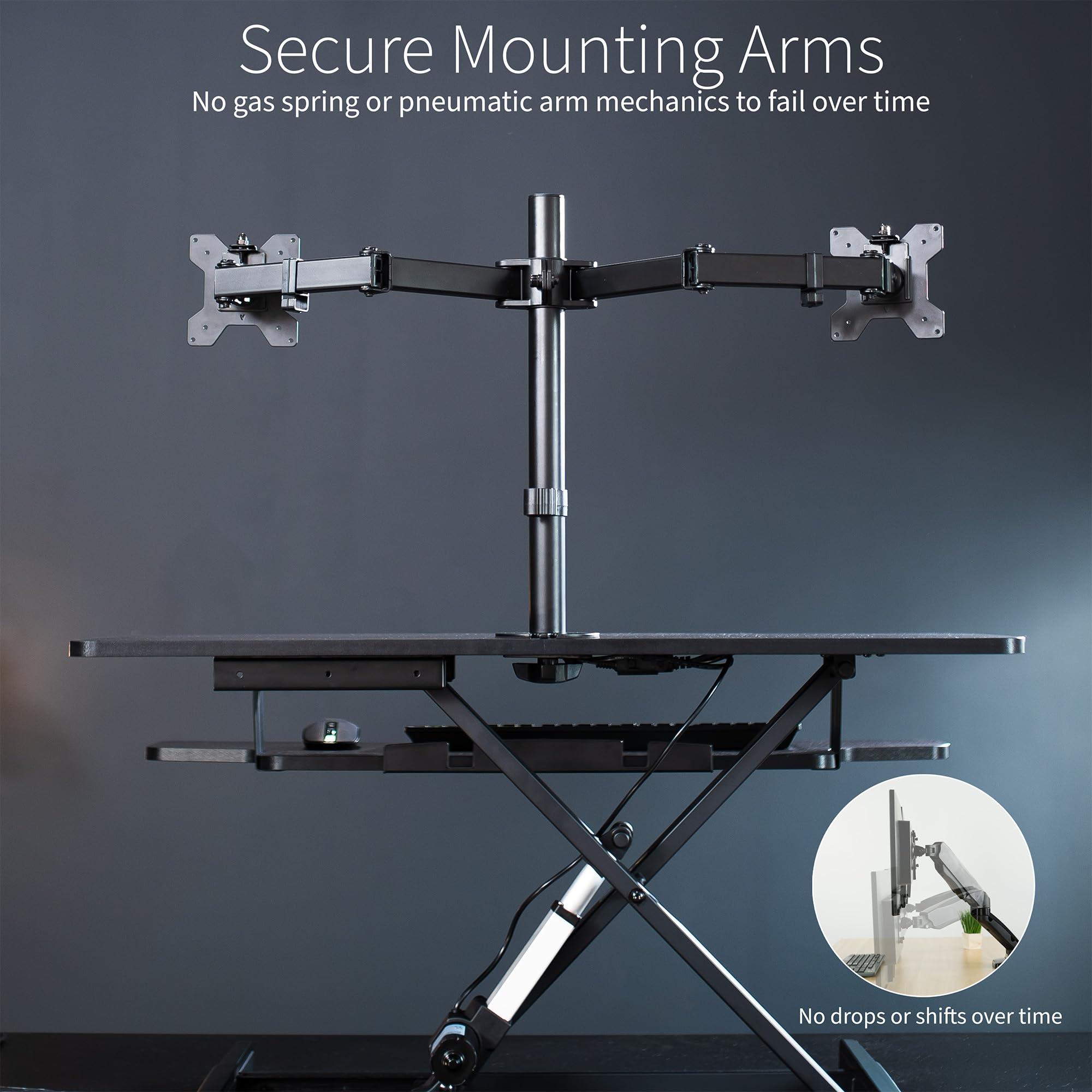 VIVO VIVO Electric Height Adjustable 36 inch Standing Desk Converter with Dual Monitor Stand for 13 to 30 inch Screens, Sit Stand Monitor Mount and Desk Riser, Black, DESK-KIT-VE36B2