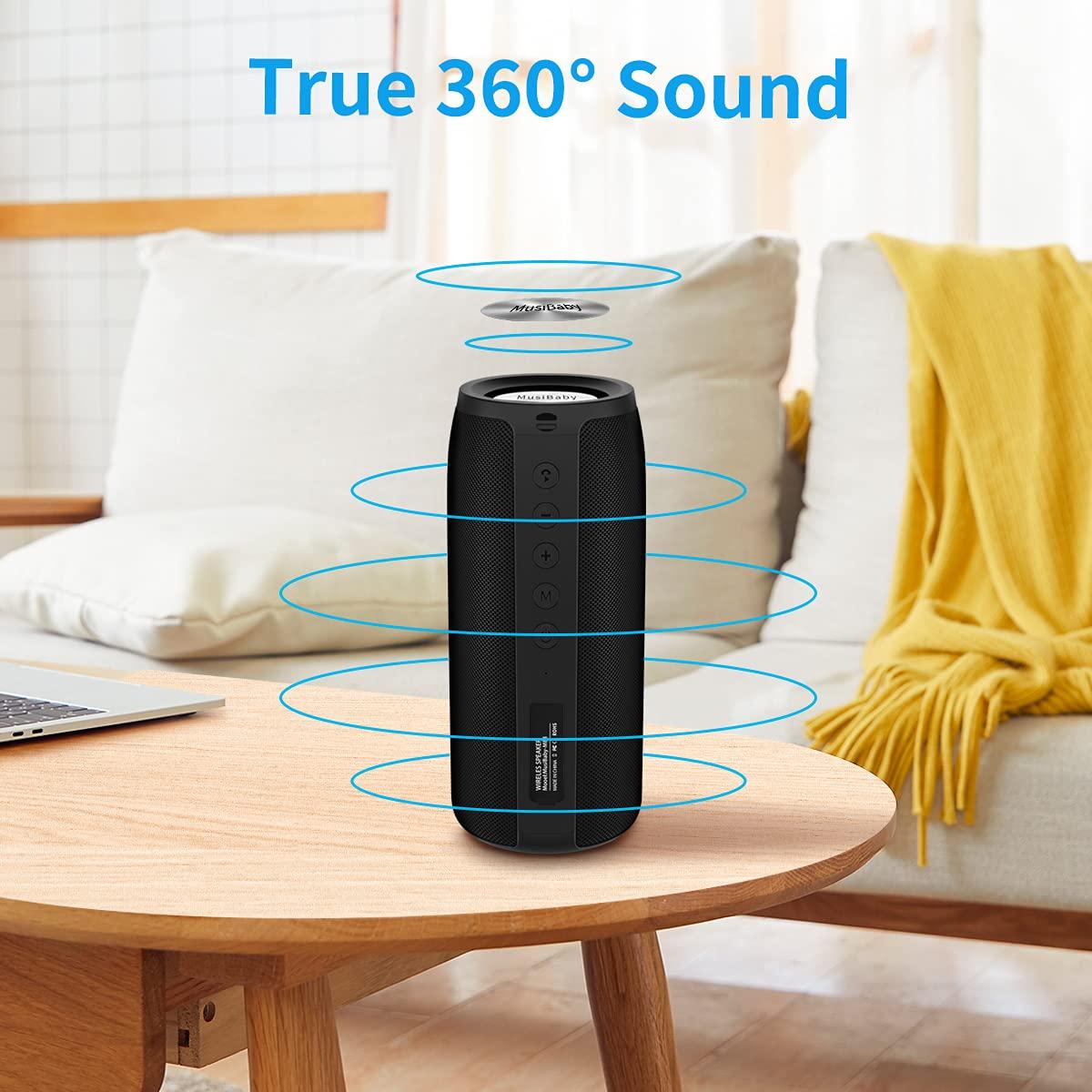MusiBady Bluetooth Speaker,MusiBaby M88 Speaker,Speakers Bluetooth Wireless,Dual Pairing, Bluetooth 5.0,Loud Stereo Sound,Booming Bass,30H Playtime for Home& Outdoor Party,Beach,Portable Speaker,Gifts(Black)