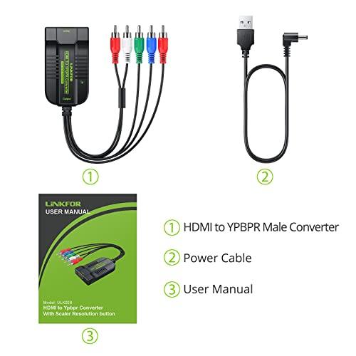 LiNKFOR LiNKFOR 1080P HDMI to Component Converter Scaler, HDMI Input to YPbPr Convert HDMI to Component, Only HDMI to YPbPr Adapter for HDTV Box PC PS3 Roku Blu-Ray DVD (NOT Component to HDMI)