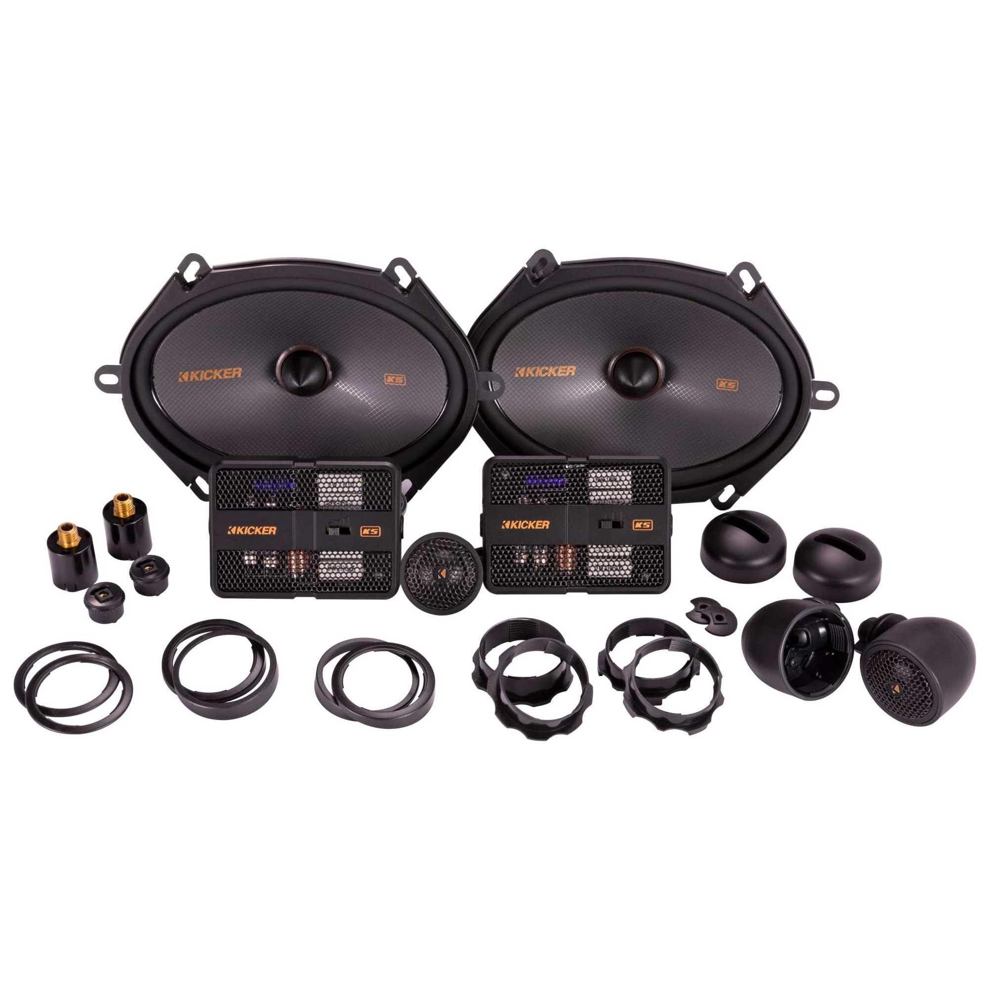 KICKER KICKER 51KSS6804 Component Speaker System, 2-Way Design, Two - 6" x 8" Woofers, Two - 1" Tweeters, Two - External 12dB Crossovers, 125 Watts RMS, 250 Watts Peak