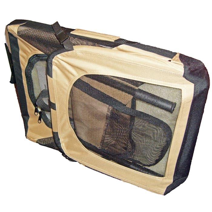 Pet Life Pet Life Folding Zippered 360 Degree Vista View House Pet Crate in Khaki, 36" L x 25" W x 25" H
