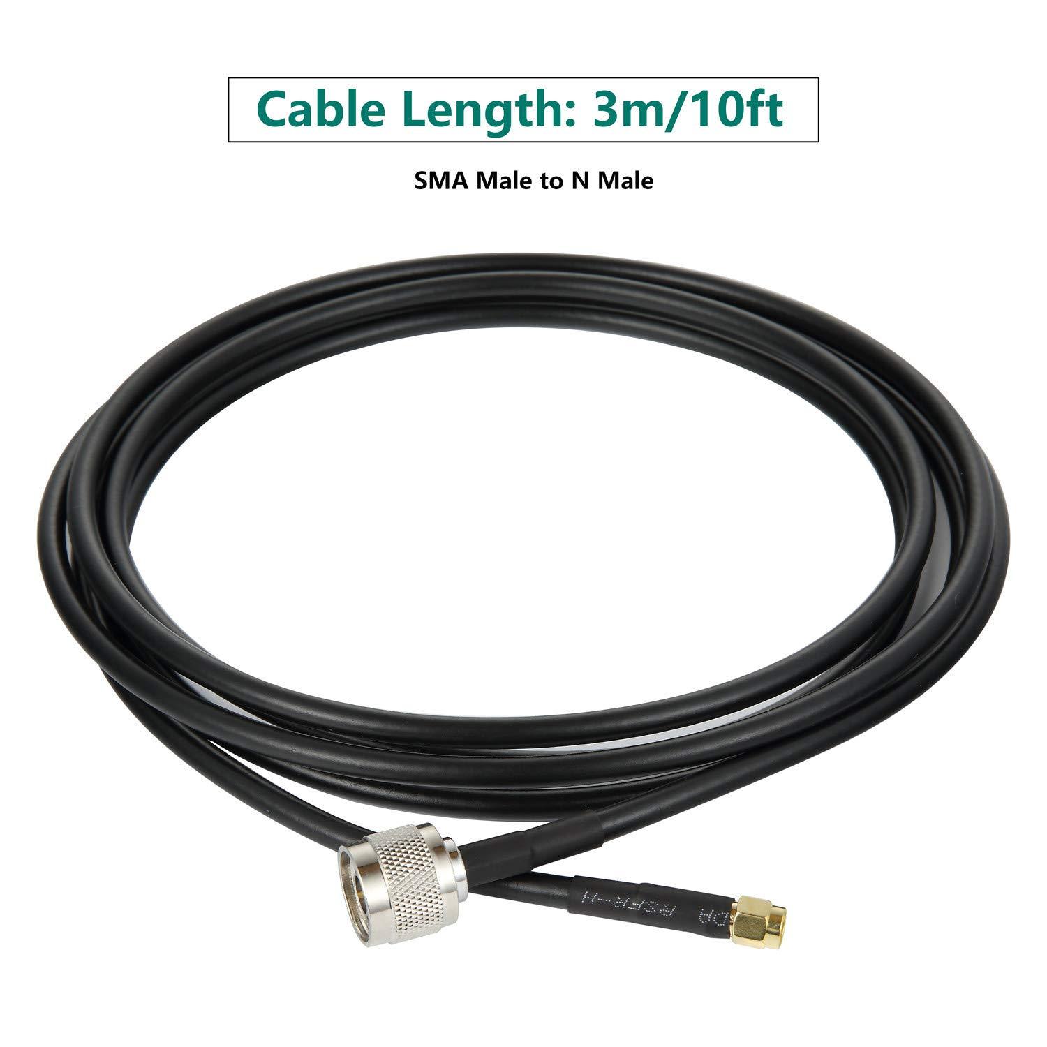 GEMEK GEMEK 10ft SMA Male to N Male Pure Copper Cable, Low Loss S-MR240 Coaxial for 3G 4G 5G 6G LTE ADS-B Ham GPS WiFi RF Radio to Antenna or Surge Arrester Use (50 Ohm Not for TV)