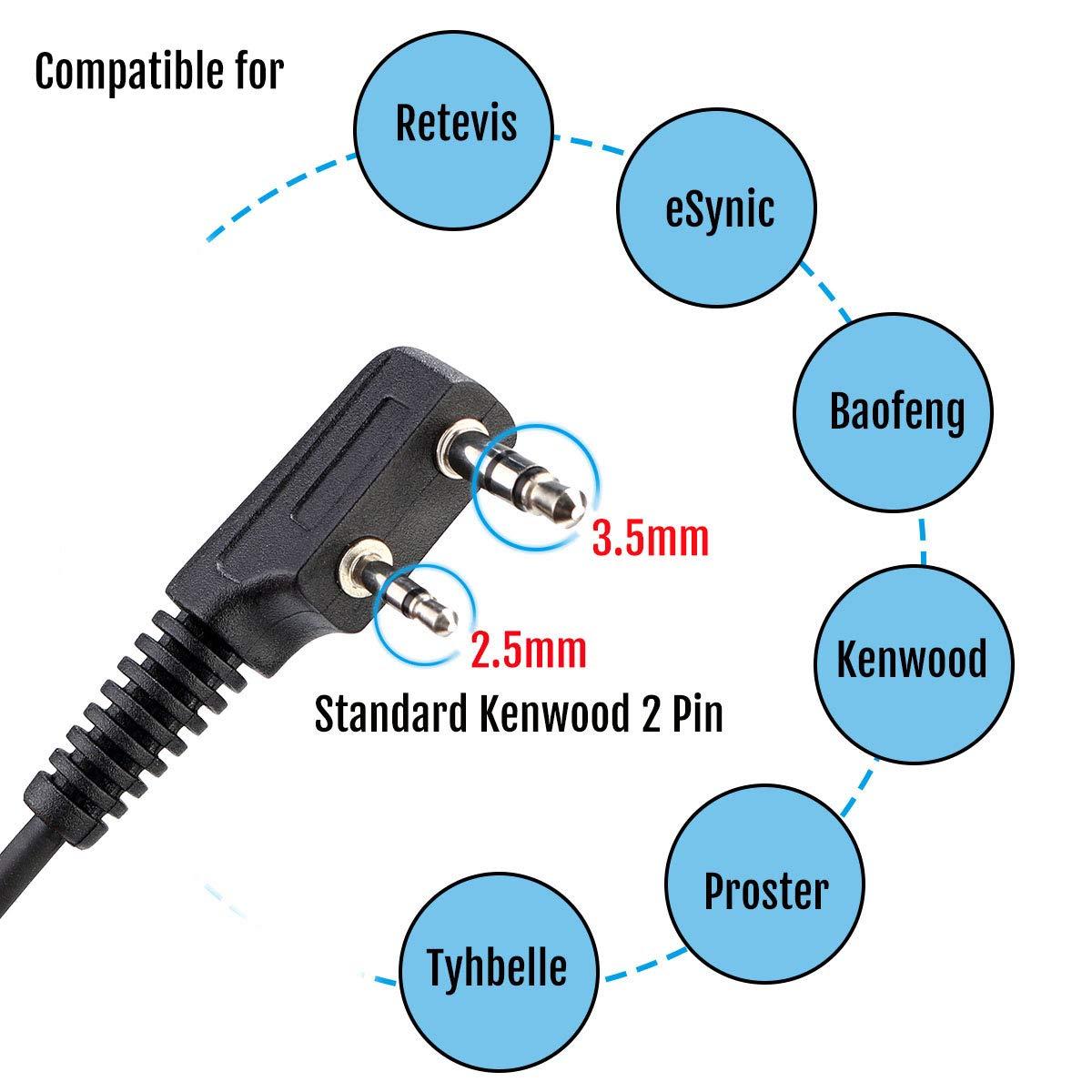 Retevis Retevis RT22 Walkie Talkies (6 Pack) with Headset (6 Pack), Rechargeable Hands Free Two Way Radios Bundle with Retevis RT22 Walkie Talkies Earpiece