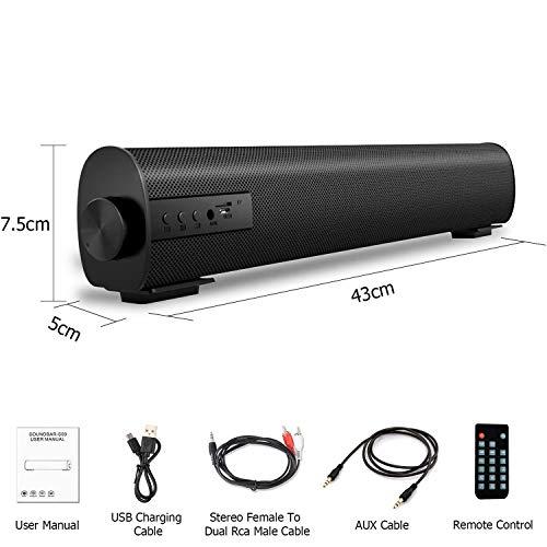 BenqBot Portable Soundbar for TV/PC, Outdoor/Indoor Wired & Wireless Bluetooth 5.0 Speaker with Remote Control and Coax Cable, 2X5W Mini Home Theater Sound bar with Built-in Subwoofers for Projector (Updated)
