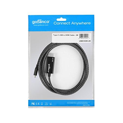 gofanco gofanco 4K 60Hz USB Type C to HDMI 2.0 6.6ft Braided Adapter Cable Home Office - Work from Home - Thunderbolt 3 Compatible - UHD 4K @60Hz - 2 Meters, DisplayPort Alternate Mode via USB-C Required
