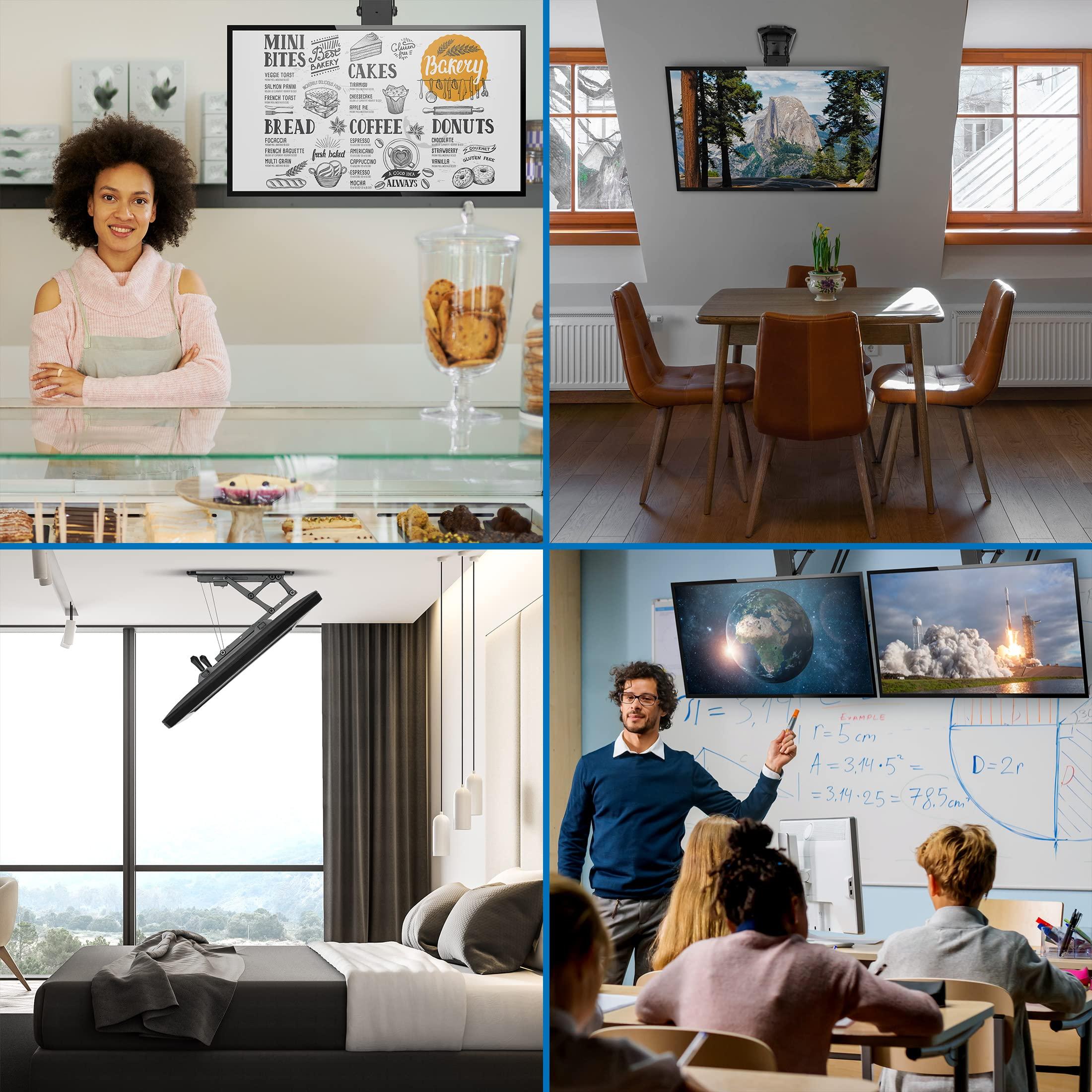 Mount-It! Mount-It! Motorized Ceiling TV Mount for 32 to 70 Inch TVs, Electric Flip Down TV Bracket with Remote and App Control, Drop Down Ceiling Mounting Bracket for Flat and Pitched Roofs, Holds Up to 77 lbs