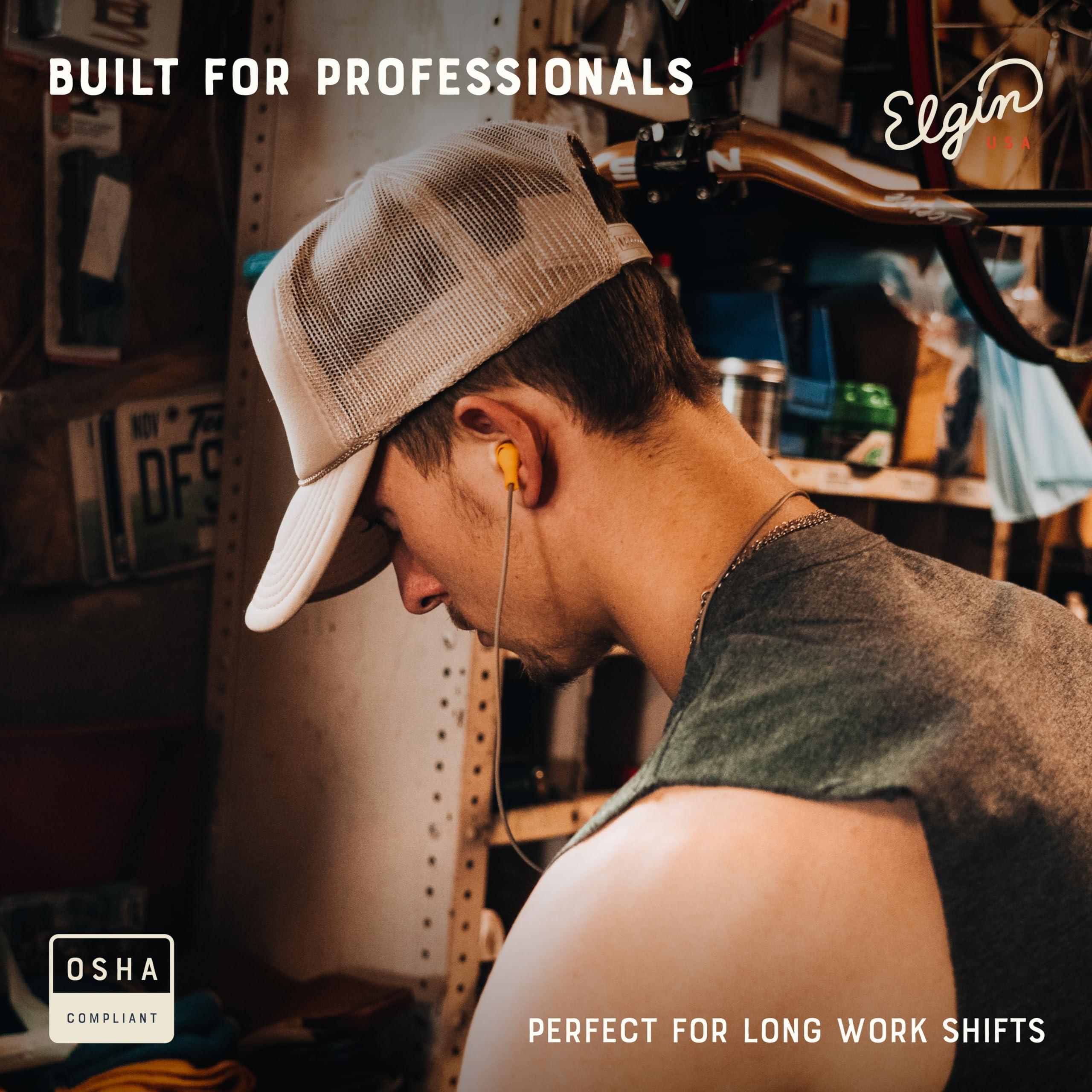 Elgin Elgin Ruckus Wireless Bluetooth Earplug Headphones, 25 dB NRR, Noise Canceling Mic, 12-Hour Battery, IP65 Sweatproof, Compliant with OSHA Hearing Safety Standards