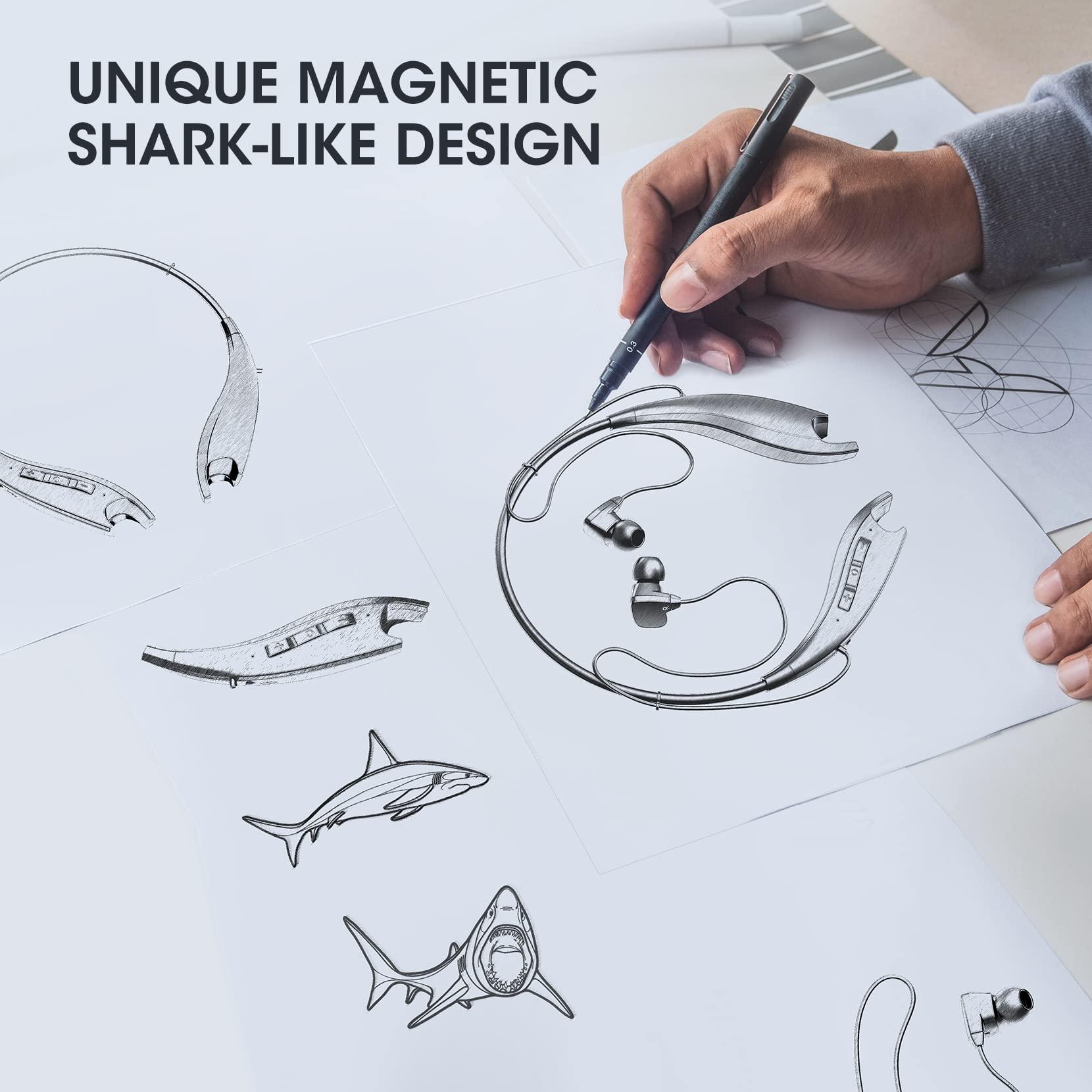 YOSDOM YOSDOM Neckband Bluetooth Headphones, Around The Neck Headphones 24H+ Playtime, Bluetooth Headsets with Call Vibration, Shark Jaw Design Wireless Earbuds+Noise Isolation/Mic/IPX7 Waterproof, 2 Pack