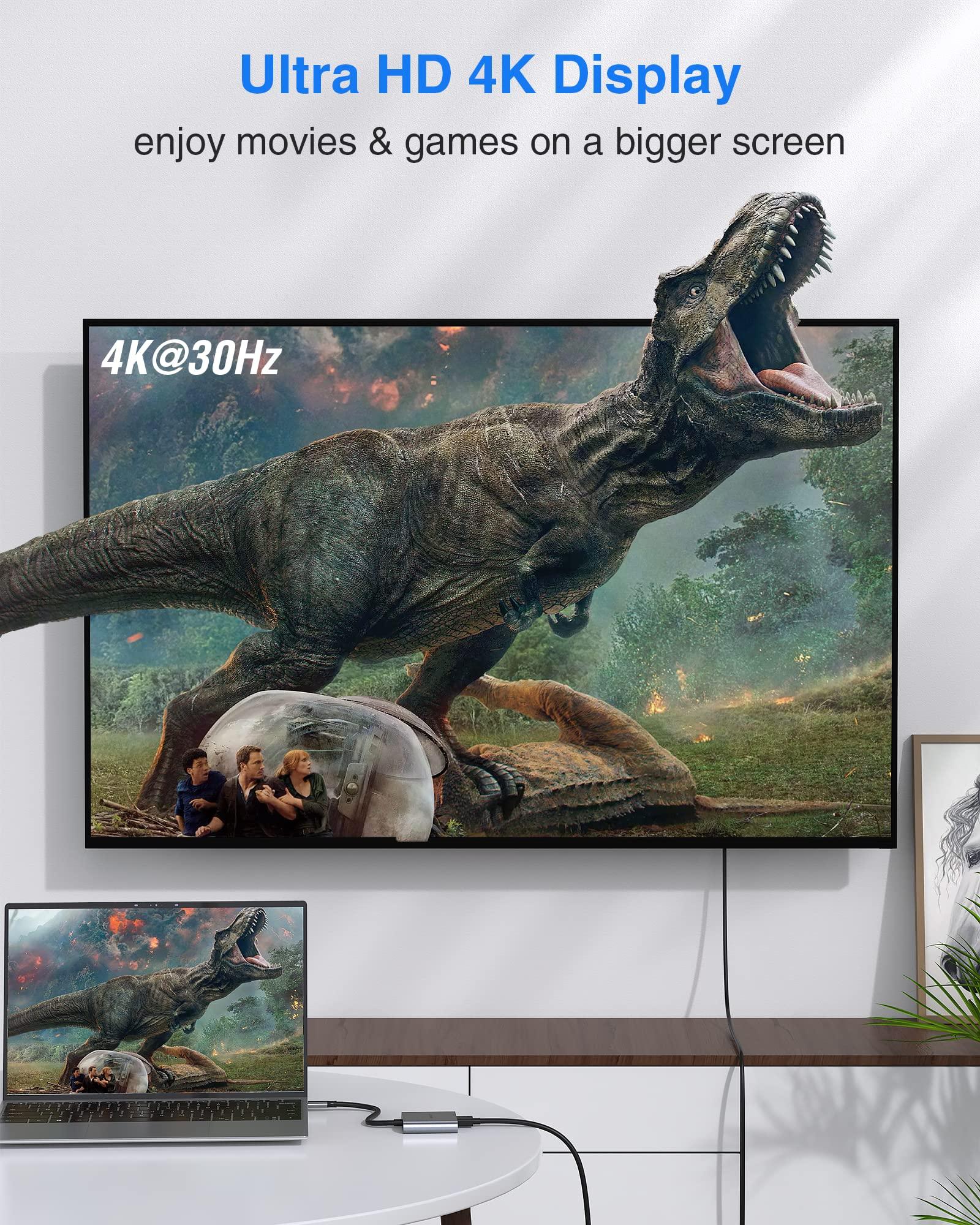 ABIWAZY USB C to HDMI Multiport Adapter with 4K HDMI Output,Type-C Hub Converter to 4K HDMI USB 3.0 PD Charging Port,USB-C Digital AV Multiport Adapter for MacBook Pro/air,iPad Pro &More USB-C Devices(Grey)