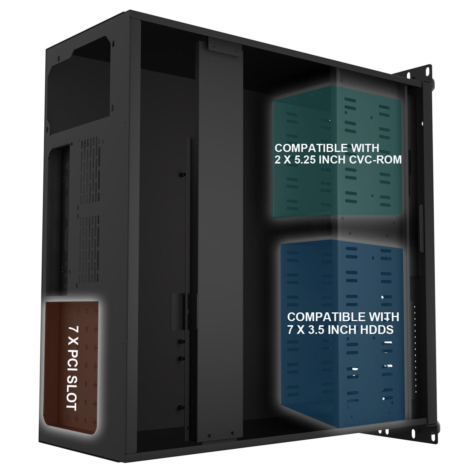 GPERHUAN 4U Server Cabinet Case,4U Server Chassis Rackmount Server Case 7 x PCI Slot Rackmount 4U Server Chassis Lockable with Key