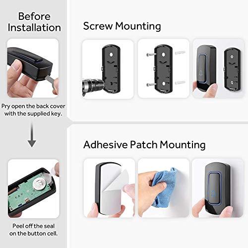 NOVETE Wireless Doorbell Kit, NOVETE Door Bell Operating at Over 1300 Feet, Waterproof Door Chime Kit with Two Plug-in Receivers, LED Indicators, 52 Melodies, Easy Setup for Home and Office