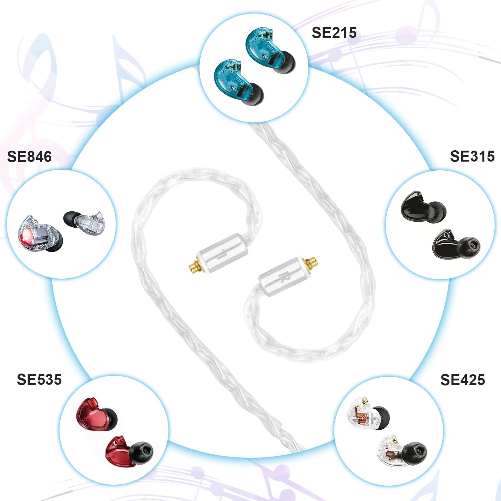 Zosvoses SE215 Cable with Mic Compatible with Shure SE215 SE315 SE425 SE535 SE846 UE900 Earphone, MMCX Cable 3.5mm, 4ft