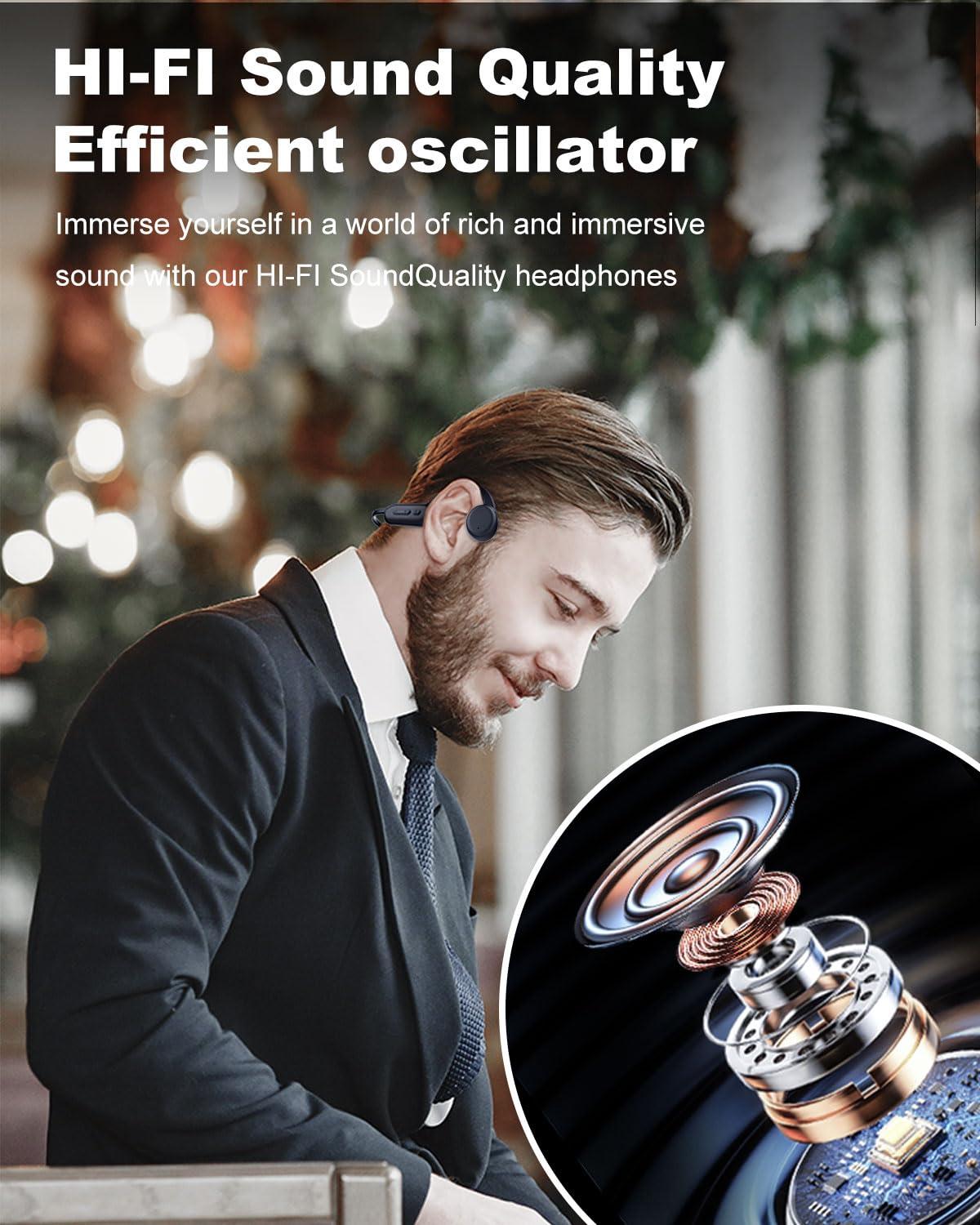 FEICO FEICO Bone Conduction Headphones with Built-in MP3 Player - 32GB Memory, Sport Headphone, IP68 Waterproof, Bluetooth 5.3 with Mic, Open Ear Wireless Headphones for Swimming, Cycling, Driving, Running