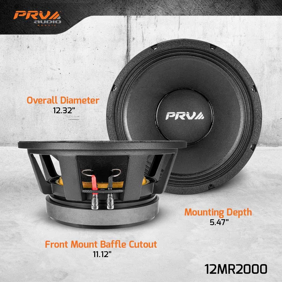 PRV AUDIO PRV AUDIO 12 Inch Midrange Speaker 12MR2000 8 Ohm 2000 Watts, 4 in Voice Coil Midbass Woofer for Pro Audio Systems (Single)