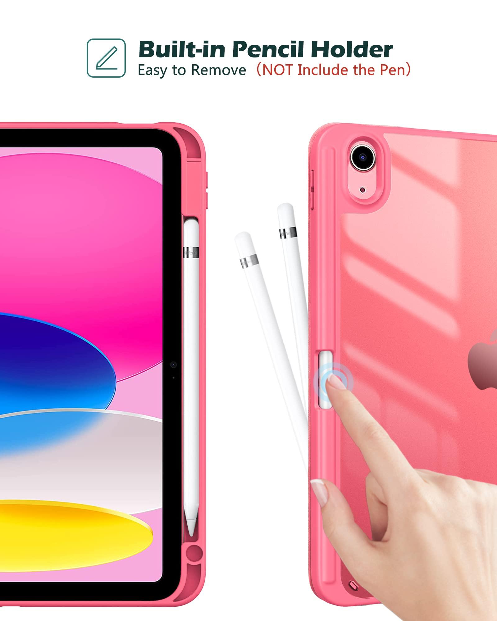 ProCase ProCase for iPad 10th Generation Case with Pencil Holder 2022 iPad 10.9 Inch Case -Pink Bundle with iPad 10th Generation 10.9 2022 Privacy Screen Protector A2696/A2757/A2777