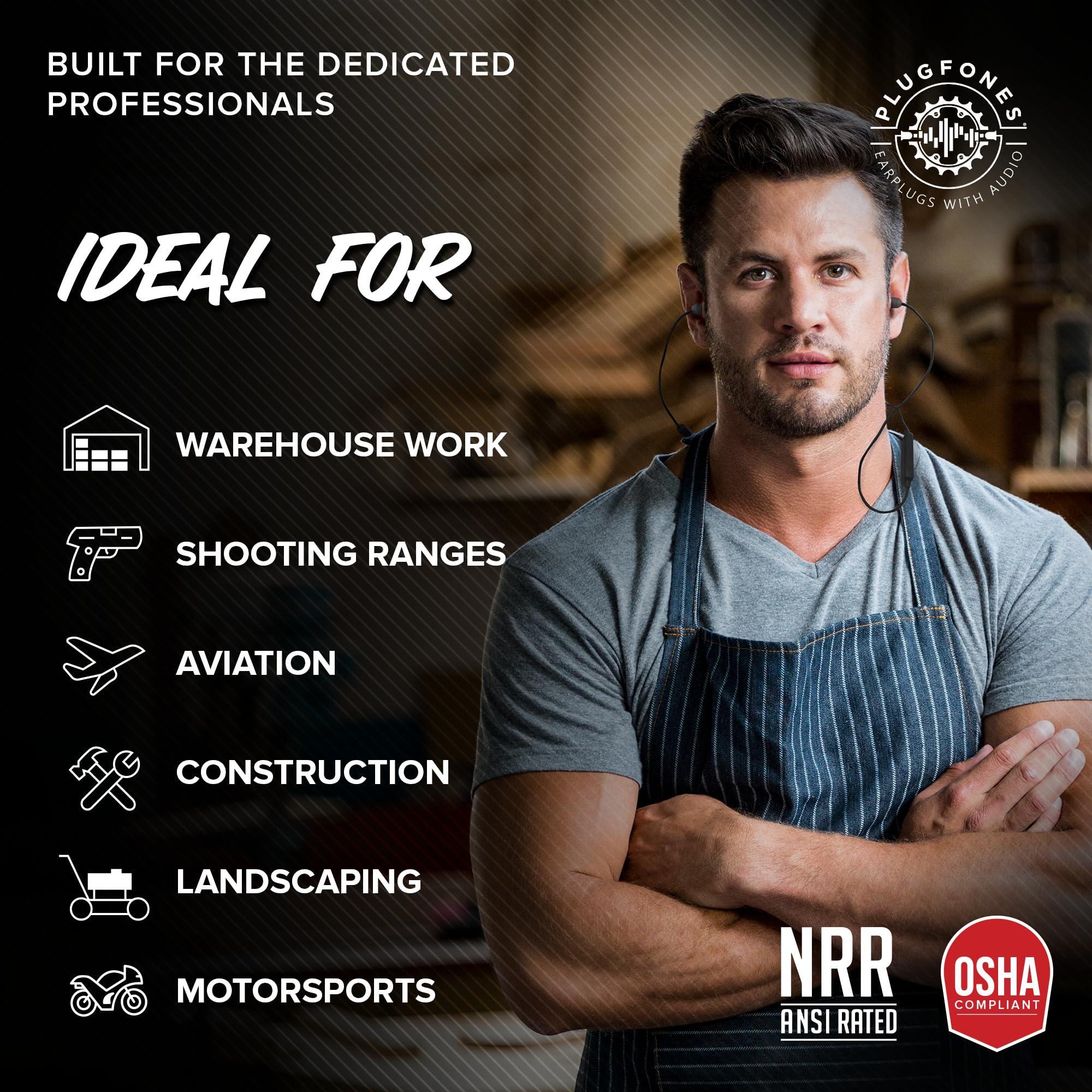 Plugfones Plugfones Liberate 2.0 Wireless Bluetooth in-Ear Earplug Earbuds - Noise Reduction Headphones with Noise Isolating Mic and Controls (Black & Gray)