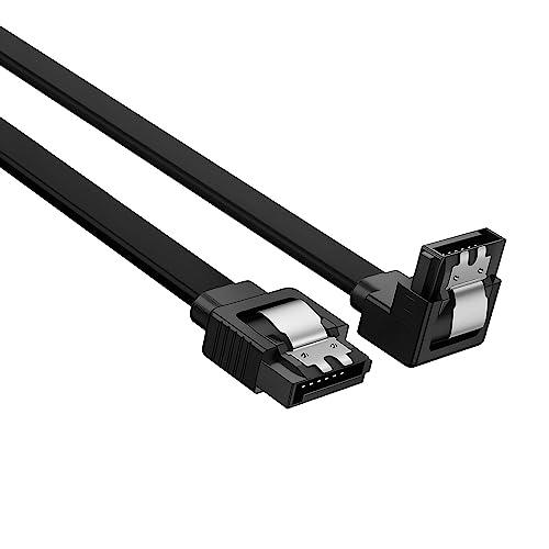 JacobsParts JacobsParts SATA Cable SATA III 6Gbps 90 Degree Right Angle with Locking Latch 18 Inches for HDD SSD - Black