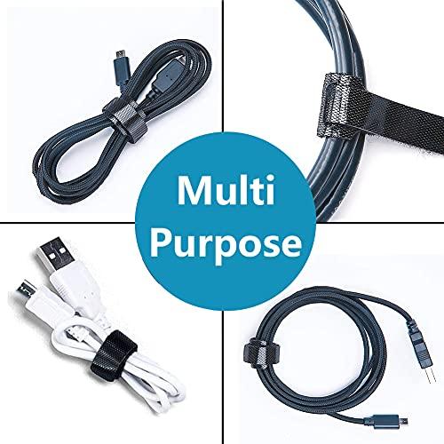 Oksdown Oksdown Cable Tie Reusable Black 50 Pack Straps Adjustable Releasable Extension Hook and Loop Tidy Wraps for Headphones HDMI Ethernet Printers Laptops USB Data Cables