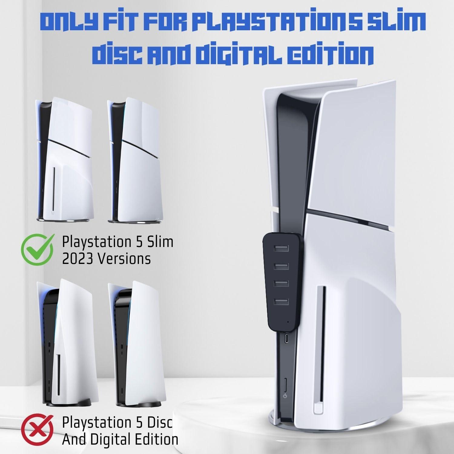 TNP Products TNP 4 Port USB Hub for PS5 Slim Edition - High-Speed USB 2.0 Port Extender Adapter Accessories Expansion Hub Connector Expander for PlayStation 5 Slim ONLY, Black