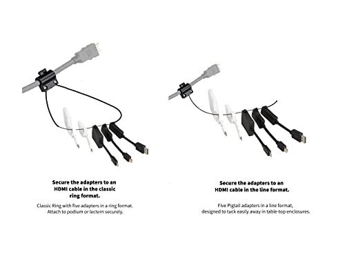 DigitaLinx Liberty Patented HDMI Adapter Ring with 5 DisplayPort, 5 Mini DP, Lightning & 5 USB-C Pigtail adapters Provide connectivity for Conference Rooms. Laptop, iPad, MacBook Pro, Galaxy, Chromebook.